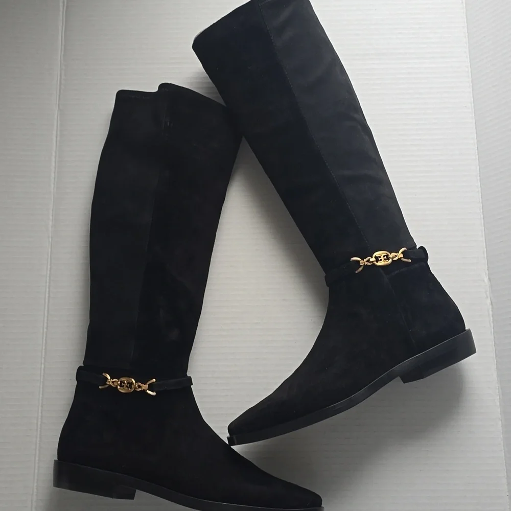 Sam Edelman Clive Black Suede Tall Boots Sz 7.5